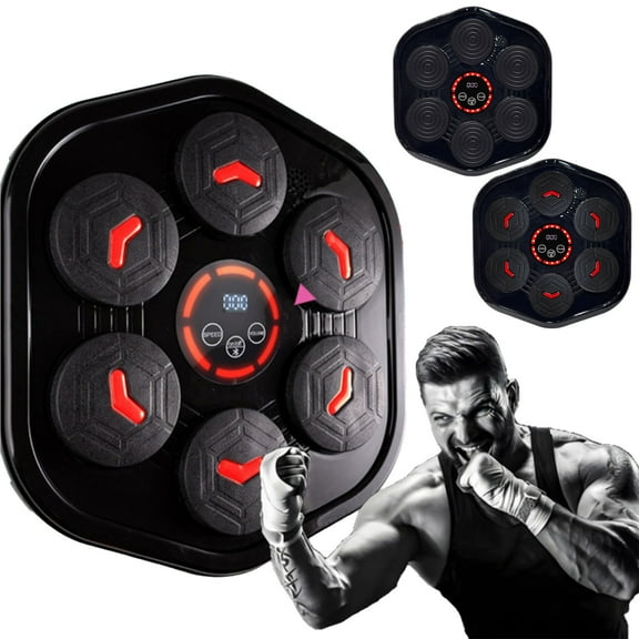 Msgweeeg Smart Wall Mounted Music Boxing Bluetooth Punch Trainer LED Light Sensor Adjustable Speed Workout Trainer Home Gym Family Exercise Stress Relief Game