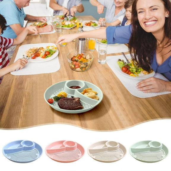 Msgweeeg Snack Bar Organizer Divided Food Tray Three Compartment Serving Plate Household Meal Dish Separated Sections Dining Organizer Portion Control Breakfast Lunch Dinner