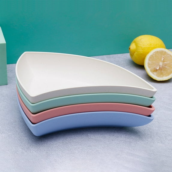 Msgweeeg Snack Organizer Serving Trays Bent Shape Plates Impregnable Dinner Plates Dishwasher Microwave Safe Plastic Plates Reusable Lightweight Plates for Kitchen Or Camping 7.1x7.5 Inches