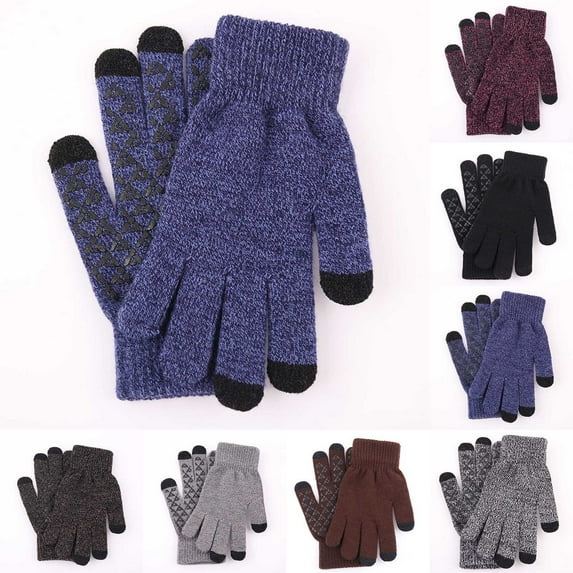 Msgweeeg Snow Gloves Women's Gloves & Mittens Man and Women Color Blocked Outdoor Fingerless Thicken Wool Casual Fashionable Gloves for Cold Weather and Insulation