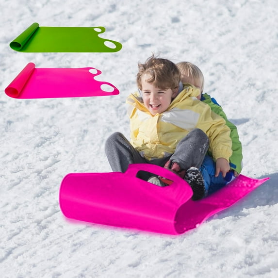 Msgweeeg Snow Sled for Kids Portable Roll up Plastic Toboggan Extra Thick Durable Winter Sliding Board 54x16.5 Inches Outdoor Downhill Sledding Toy Foldable Lightweight Sand Grass Snow