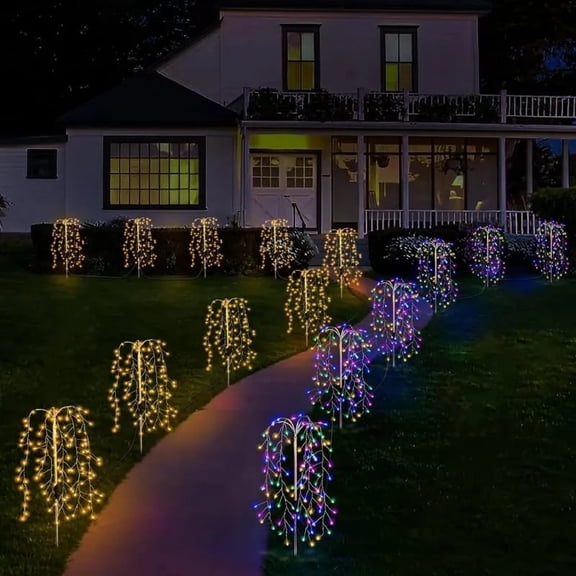 Msgweeeg Solar Flower Lights Solar Garden Lights Solar Powered Ground Mounted Firecracker Lights Lights Outdoor Lights Courtyard Decoration