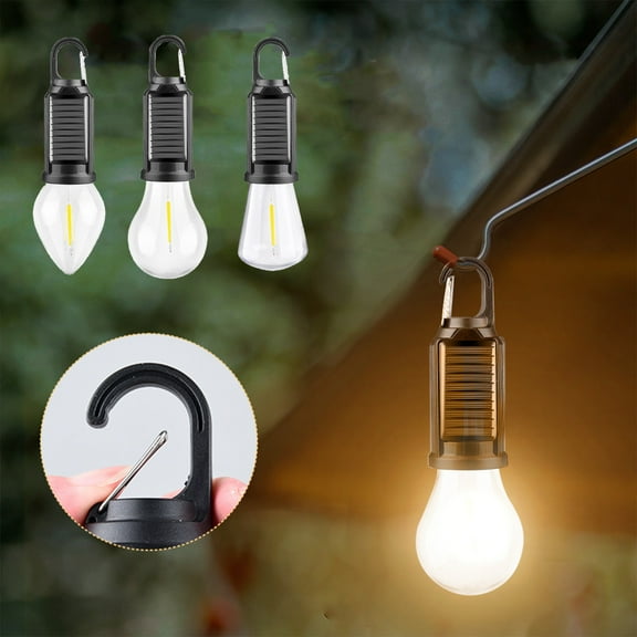 Msgweeeg Solar Lights Outdoor Outdoor Solar Lights Garden Decor Led Camping Lantern USB Rechargeable Outdoor Tent Lights for Camping Hanging Light Bulbs with Clip Hook Camping Flash