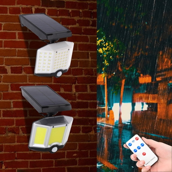 Msgweeeg Solar Lights Outdoor Pathways Outdoor Lights, Motion Sensor Powered Lights IP65,3 Modes,with Remote Control,Wall Security Lights for Fence Yard Garden Patio Front Door
