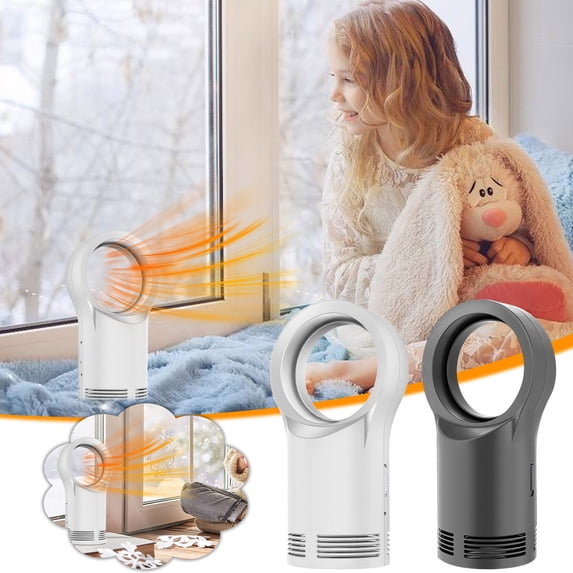 Msgweeeg Space Heaters for Indoor Use Bladeless Tower Fan Leafless Desktop Home Office Space Heater Warmer Combo Portable Air Circulator Cooling Heating Dual Function Energy Efficient