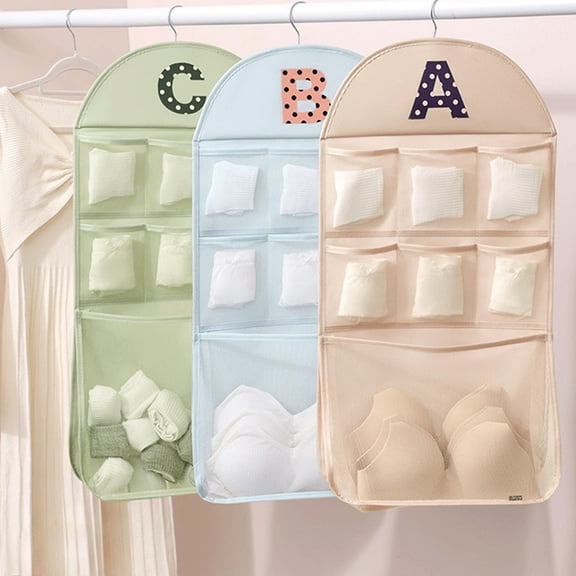 Msgweeeg Space Saving Hanging Bag Organizer Wall Mount Sturdy Hook Sock Bra Storage Closet Door Over The Door Bedroom Bathroom Multi Pocket Organizer for Men Women