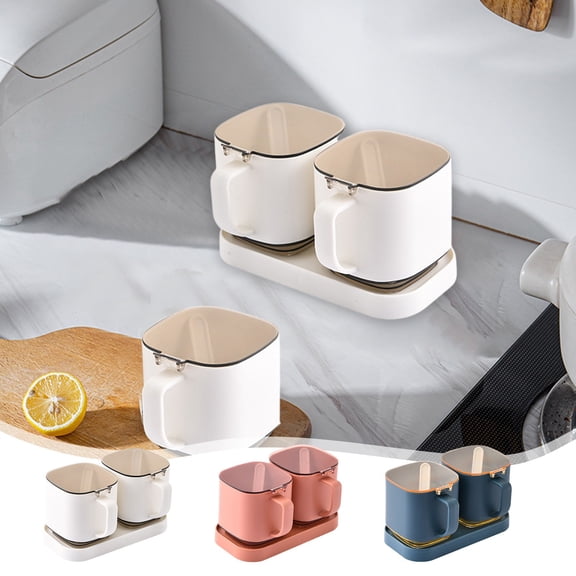 Msgweeeg Spice Containers Seasoning Containers Standing Lid Seasoning Jar Glass Shaker Kitchen Seasoning Bottle Jar Household Seasoning Oil Pot MSG Seasoning Box with Spoon