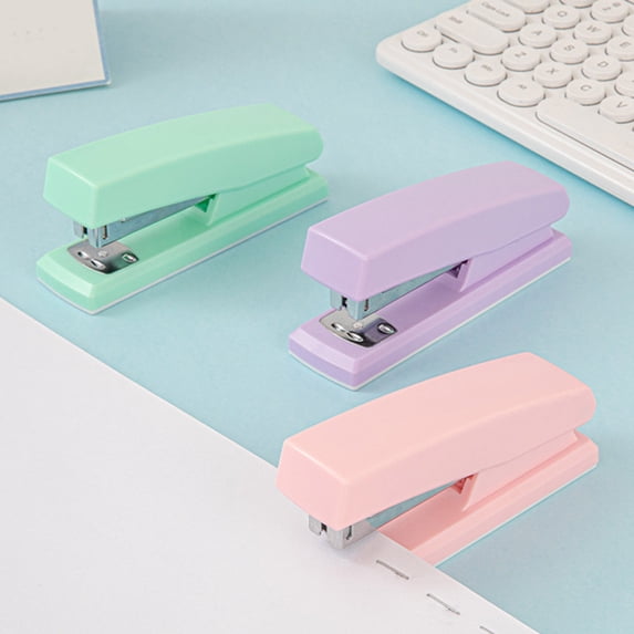 Msgweeeg Staplers Stapleless Stapler Macaron Color Stapler Home Portable Mini Home Binding Office Bookable Medium Seam Effortless Stapler