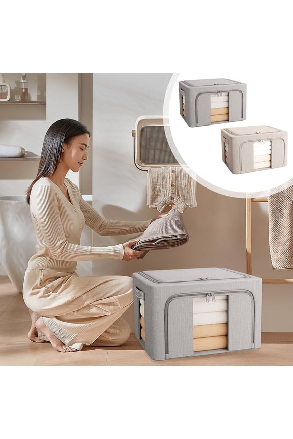 Storage Bins for Shelves Closet Storage Bins 24L Clothes Storage Box Double Window Thickened Fabric Storage Box T Shirt Storage Moving Packing Organizer Waterproof