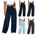 thumbnail image 1 of Msgweeeg Sweatpant Jeans Button Down Stretchy Pants Women Regular Fit High Waist Women's Work Pants for Work, Commute and Business Casual, 1 of 6