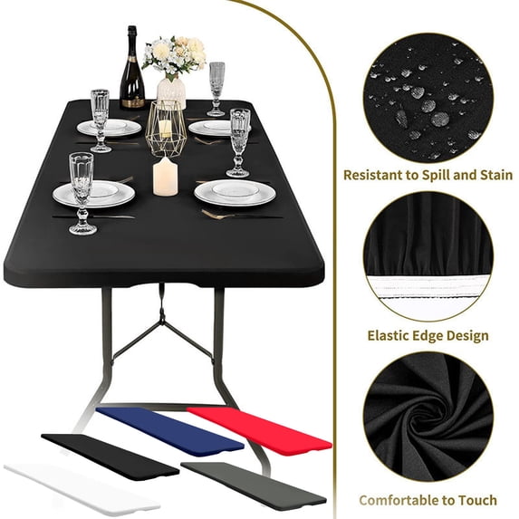 Msgweeeg Table Clothes Table Cloth Rectangle Table Spandex Picnic Tablecloth Elastic Tablecloth for 8x2.5ft Rectangular Table Stretchable Washable Patio Tablecloth for Outdoor