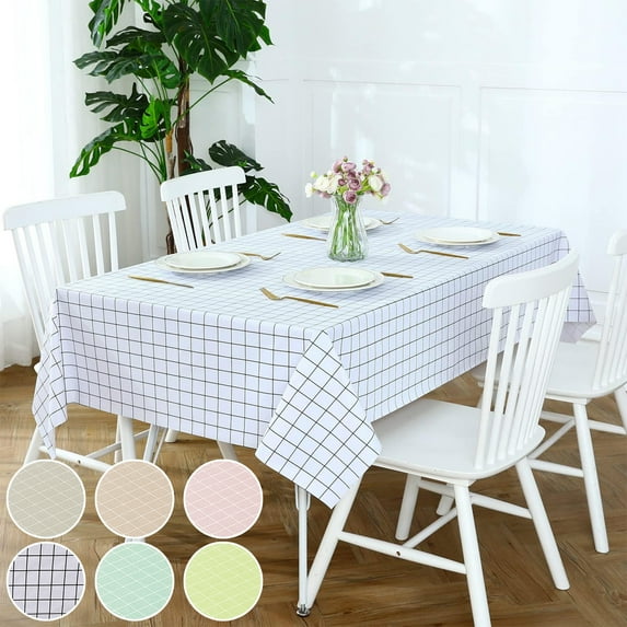 Msgweeeg Tablecloths Rectangular Plastic Tablecloth Square Plastic Tablecloth Waterproof and Oil-proof Checkered Tablecloth Wipeable Tablecloth Suitable