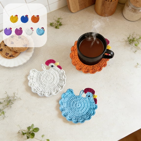 Msgweeeg Tea Accessories Gift Set Crochet Coaster Decorative Cup Mat Cute Tableware Gift Handmade Coffee Tea Lovers Home Kitchen Decor Premium Yarn Coasters