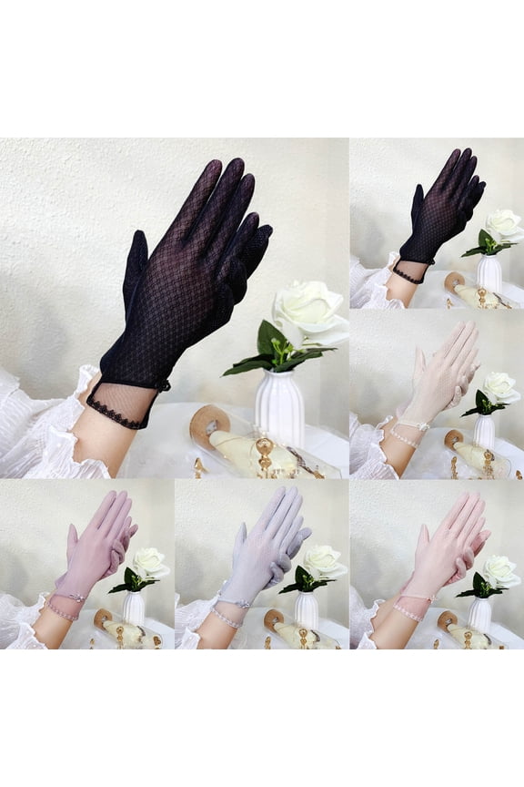 Tea Party Gloves Wedding Decorations for Reception Women's Sunscreen Lace Mid Lengthresistant Elastic Breathable Ice Silk Gloves