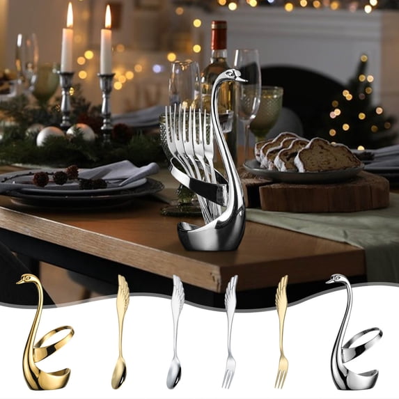 Msgweeeg Tea Spoons Ice Cream Spoons Silverware Stainless Steel Fruit fork Dessert Coffee Spoon Pedestal Dinner fork Spoon
