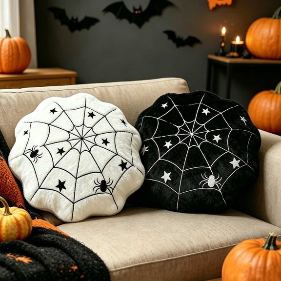Msgweeeg Throw Pillow Couch Throw Pillows Arachnid Web Throw Pillow 15.7x15.7in Soft Decorative Cushion Cozy Accents Pillow White and Black Halloween Home Decor