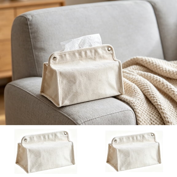 Msgweeeg Tissue Box Cover Tissue Holder Canvas Tissue Box Cover Tissue Storage Bag for Living Room Bedroom Bathroom Car Office