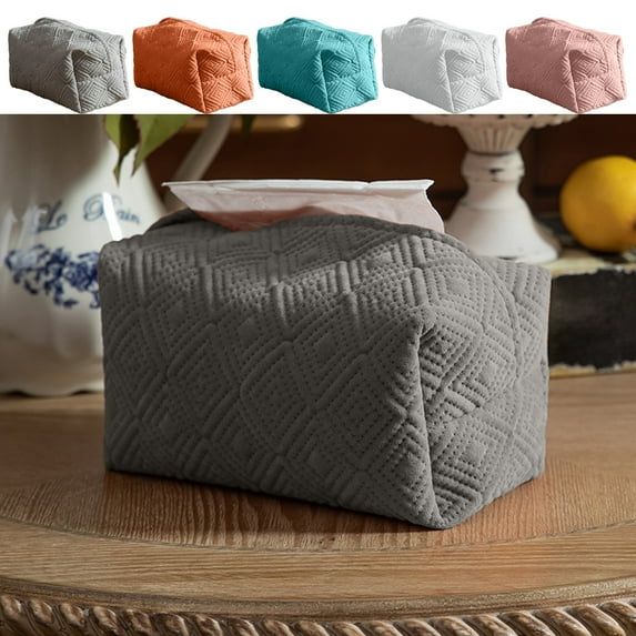 Msgweeeg Tissue Box Holders Tissue Box Cover Square Solid Color Macaron Color Family Car Tissue Set Plain Color Restaurant Paper Bag Lightweight Desktop Tissue Box Soft and Breathable