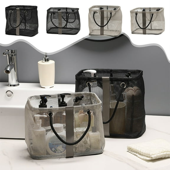 Msgweeeg Toiletries Travel Bag Make up Bag Mesh Wash Bag Portable Storage Organiser Hand Carry Bath Bag Polyester Mesh Beach Bag Tote Wash Bag Beach Toy Storage Bag