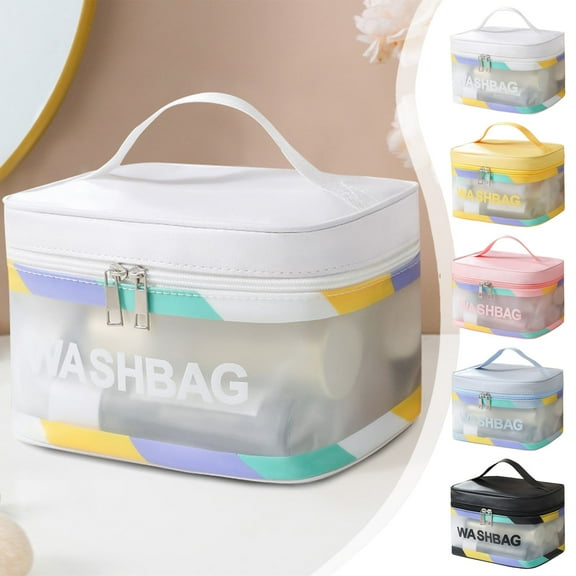 Msgweeeg Toiletry Travel Bag Makeup Bag Outdoor Large Capacity Colorful Wash Bag Portable PVC Makeup Bag