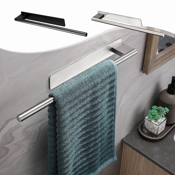 Msgweeeg Towel Rack Towel Racks for Bathroom Wall Mounted Hand Towel Hand Towel Bar Self Adhesive Bathroom Towel Bar Stick Wall Stainless Steel Brushed for Daily Use