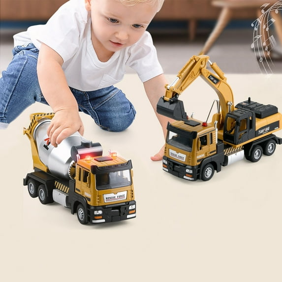 Msgweeeg Toy Car 7 Year Old Boy Christmas Gifts Toys for 5 Year Old Boy Alloy Truck Light Music Pull Back Cement Tanker Large Concrete Toy Car Model Christmas Gifts Girl Teens Gifts for Christmas