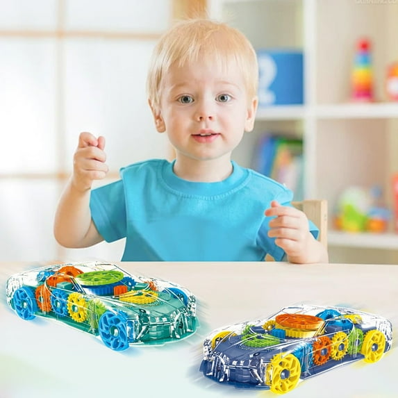 Msgweeeg Toy Cars for Boys Age 4-7 Boys Toys Transparent Concept Car Rotation Colorful Music Gear Lighting Sports Car Toys Car Toy Children's Puzzle Toy Boys Christmas Gifts