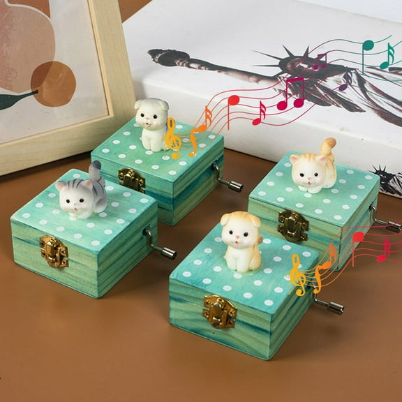Msgweeeg Toys for 8 Year Old Boy Mini Animals Block Music Box Wooden Rotating Music Box Children's Toy Accessories Boys and Girls' Holiday Birthday Gifts Gifts for 8 Year Old Boys