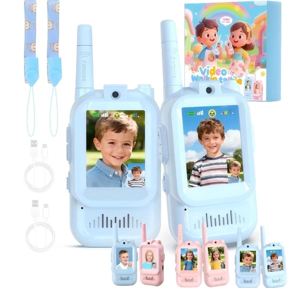 Msgweeeg Toys for Boys 2-3 Gift VIDEO Walkies Talkies For Kids Age 3-12 2 Pack Rechargeable Walkies Talkies With Screen Voice Changer Long Range Kids Toys Birthday Christmas Gifts