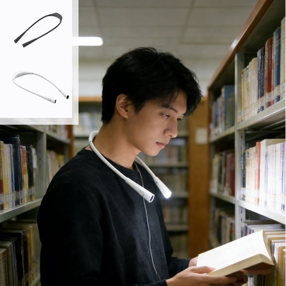 Msgweeeg Type C Charging Neck Reading Light Four Color Temperatures Eye Protection Adjustable Hands-Free Reading Lamp Portable Neck Light for Night Study Bed Reading Dorm Office Ergonomic