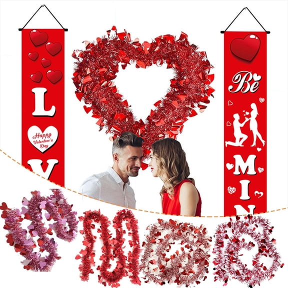 Msgweeeg Valentine's Day Valentine Gifts Valentine's Day Heart-shaped Metal Wreath Twisted Shiny Ceiling Decoration
