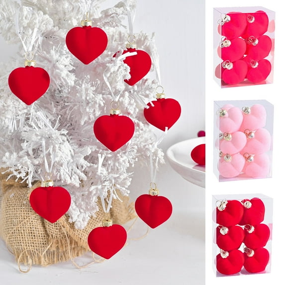 Msgweeeg Valentines Ornaments for Tree Valentines Day Tree Decorations Decorations Tree Heart Shaped Hanging Balls 12pcs