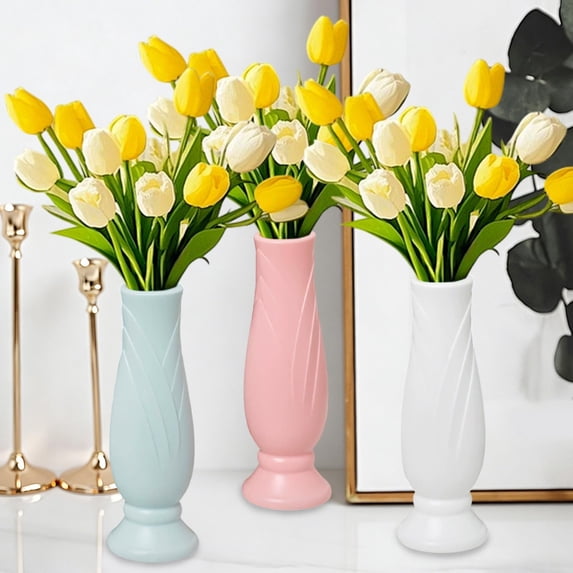 Msgweeeg Vases for Centerpieces Large Vase Plastic Vase Dry and Wet Flower Arrangement Container Imitation Rattan Woven Plastic Flowerpot Imitation Porcelain Imitation Glazes Decorative Vase