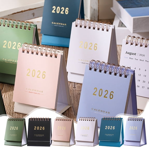Msgweeeg Wall Calendar 2026 Desk Calendar 2025-2026 2026 Solid Color English Small Desk Calendar for Christmas Gift