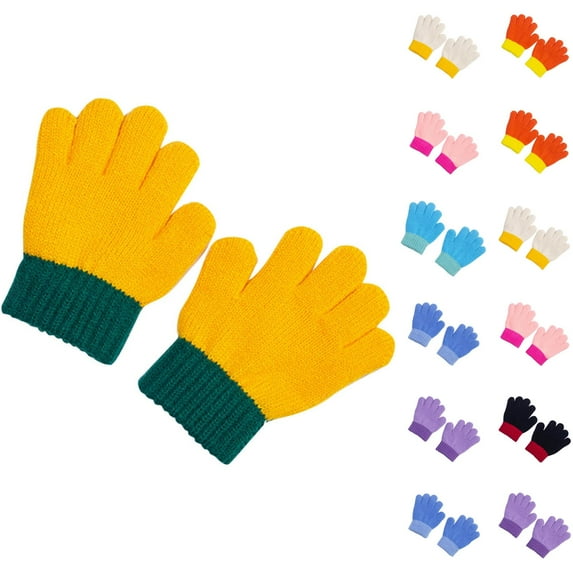 Msgweeeg Winter Gloves for Kids Gloves for Kids Winter Cute Bag with Velvet for Warmthand Outdoor Cold Protection for Preschool Children Hanging Neckand Finger Knitted Children's Gloves