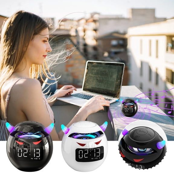 Msgweeeg Wireless Speaker Wireless Speakers with Bluetooth Bluetooth Speaker Desktop Audio Bedside Alarm Clock Subwoofer Mini Speaker for Gaming, PC Setup, and Desktop Use