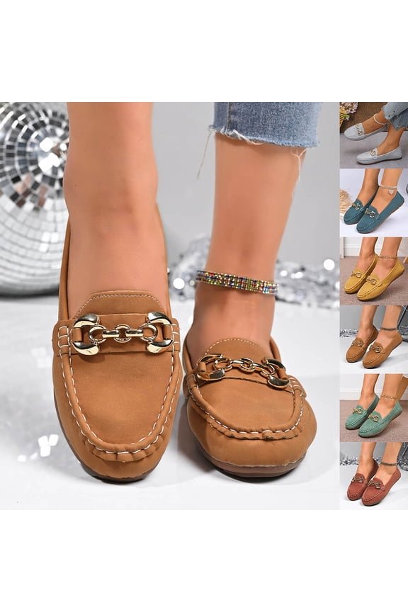 Womans Shoes Womens Sandles Women Fashionable and Casual Sandblasted French Round Toe Soft Sole Flat Sole Shoe for Dresses & Skirts