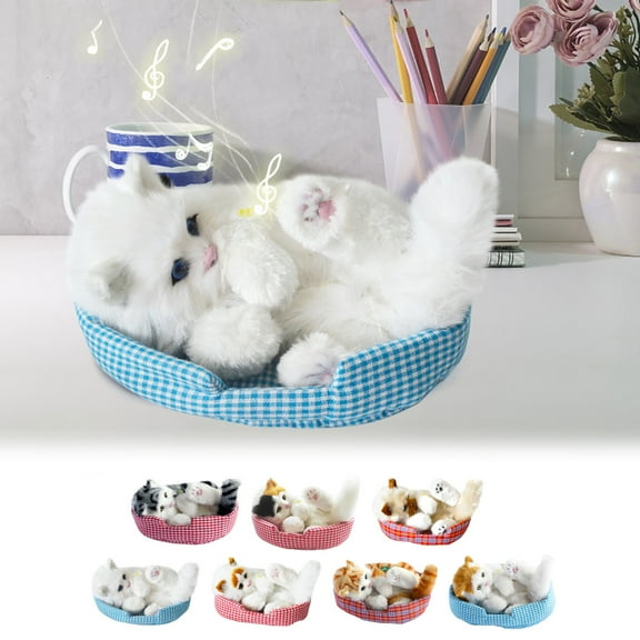 Msgweeeg Women Gifts Office Decor Simulation Of Furry Kitty Realistic Meowing The Bed Home Office Shelf Car Decoration Ornaments Will Call The Doll Toy Kids Gifts