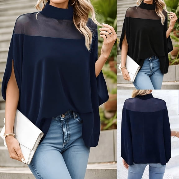Msgweeeg Women Shirts Casual Short Sleeve Solid Color Women Blouses Mesh Regular Fit Breathable Trendy Fashion Clothing for Everyday Casual Wear