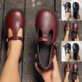 thumbnail image 1 of Msgweeeg Women’s Sandals Flats for Women Women's Fashionable Casual Versatile Loafers Breathable Solid Color Round Toe Flat Soft Sole One-Strap Leather Shoes, 1 of 10