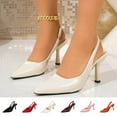 thumbnail image 1 of Msgweeeg Womens Heels Women Heels Women's Fashionable Casual Comfortable Style Shoes Solid Color Pointed Toe Closed Toe Side Elastic Open Back Heel, 1 of 10