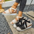 thumbnail image 1 of Msgweeeg Womens Sandles Shoes Women's Fashionable Casual Spring and Summer Versatile Beach Wedge Sandals Solid Color Peep Toe Open Toe One-Strap Buckle Sandals for Jeans & Casual Outfits, 1 of 10