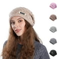 thumbnail image 1 of Msgweeeg Womens Winter Hats Beanie for Women Women's Gift Ideas Winter Warm Ear-protecting Pullover Hat Women's Fashionable and Versatile Knitted Woolen Hat Headscarf Headscarf Pile Hat, 1 of 3