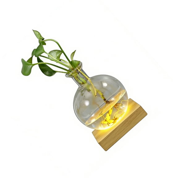Msioytog Effortless Plastic Hydroponic Plant Vases LED Light For Growth And Night