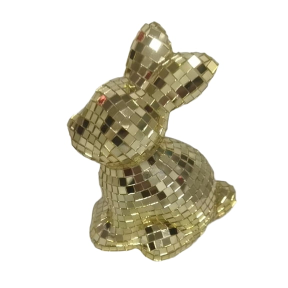 Msioytog Shimmering Rabbit Statue Reflective Easter Celebration Home Table Decoration