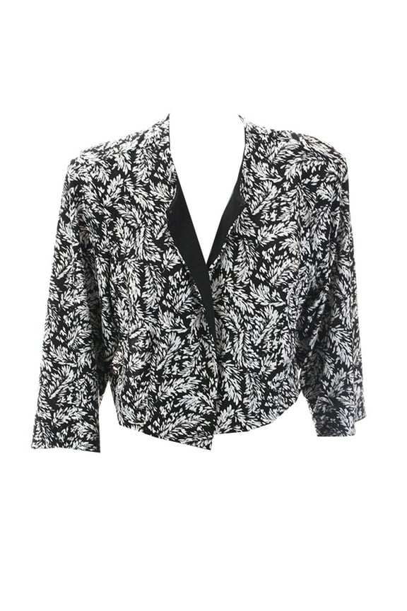 Plus Size Black Printed Sequin Evening Jacket 18W