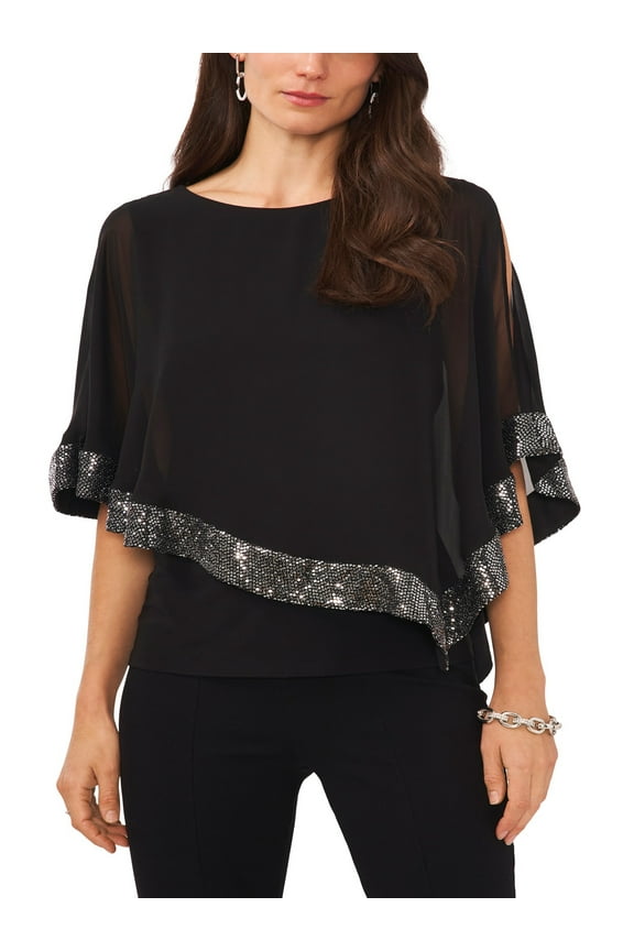 Scoop Neck Slit Shoulder Blouse,Womens