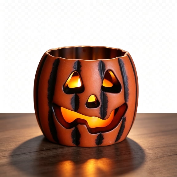 Mskk 2.2" Light Up Mini Pumpkin Tealight Cup Halloween Decoration, Glowing Hollow Warm LED Pumpkin Night Light for Halloween Table Mantel Fall Decor