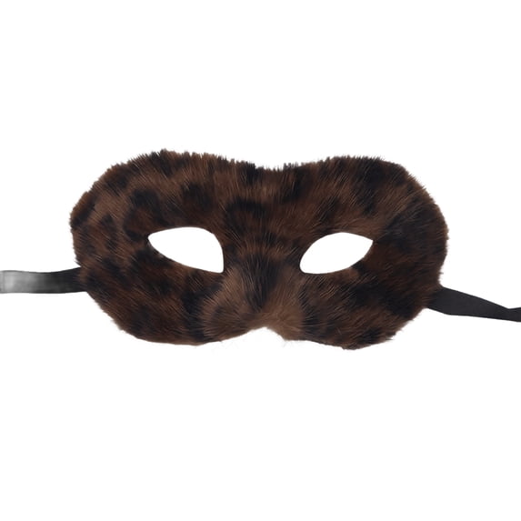 Mskk Faux‑Fur Masquerade Eye Mask for Women, Fluffy Furry Animal Theme Half‑Face Mask, Halloween Mardi Gras Cosplay Costume Party Fancy Dress Accessory