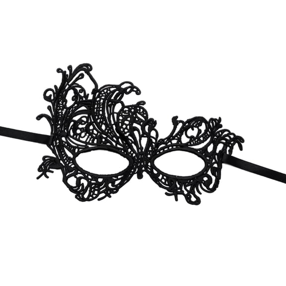 Mskk Masquerade Mask for Adult, Glitter Lace Hollow‑Out Half‑Face Mask Halloween Mardi Gras Carnival Costume Ball Cosplay Party Accessory for Night Event, Black